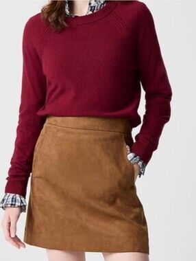 J CREW Brown Faux Suede Mini Skirt Pockets Academia Fall 2025 Size 2